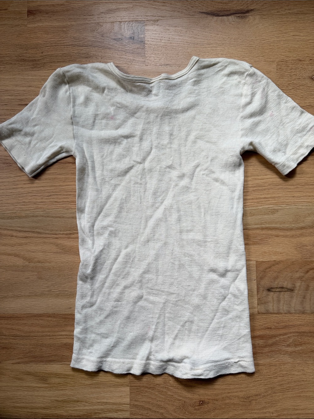 Cosilana German merino wool/silk crewneck cream short sleeve top sz EUR 152 - Picture 10 of 15